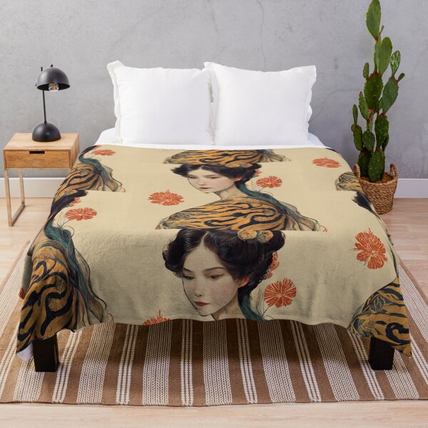 Item preview, Japanese Tiger - Portrait of a Stoic Asian Girl designed and sold by By-Sarah.