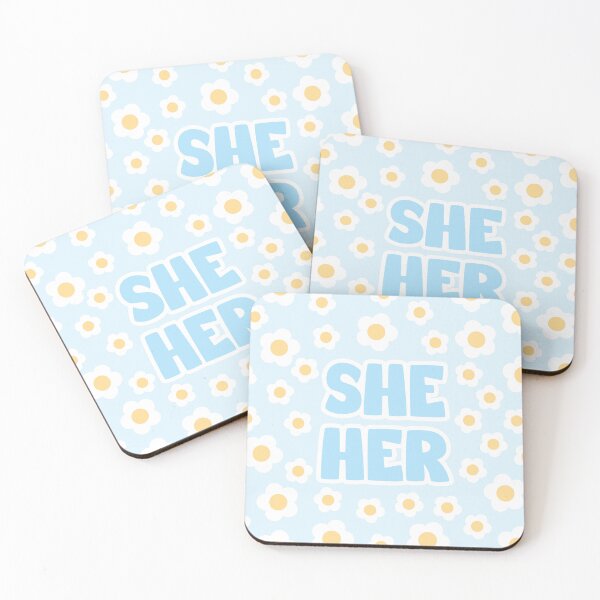 Item preview, Daisies She/Her Pronouns in Blue designed and sold by MoonMint.