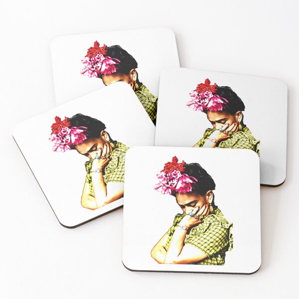 Item preview, Frida Kahlo portrait in bright colors (white) designed and sold by Madame Memento.