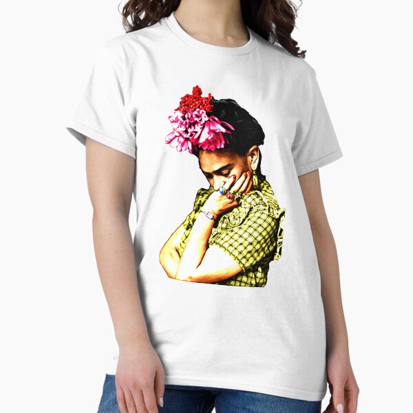 Item preview, Frida Kahlo portrait in bright colors (white) designed and sold by Madame Memento.