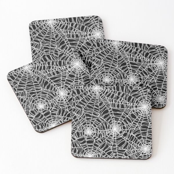Item preview, Spooky hand drawn halloween spider web cobweb pattern in black and white designed and sold by RedFinchDesigns.