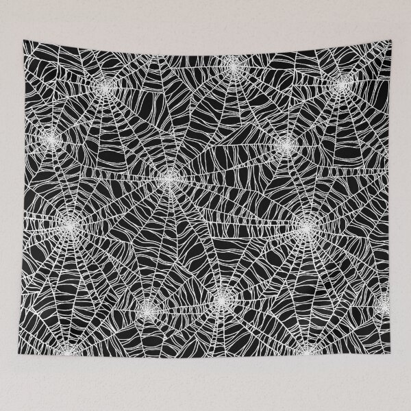 Item preview, Spooky hand drawn halloween spider web cobweb pattern in black and white designed and sold by RedFinchDesigns.