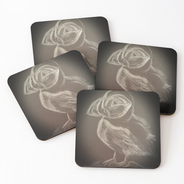 Item preview, Puffin design on black background designed and sold by WorldOfWendyArt.