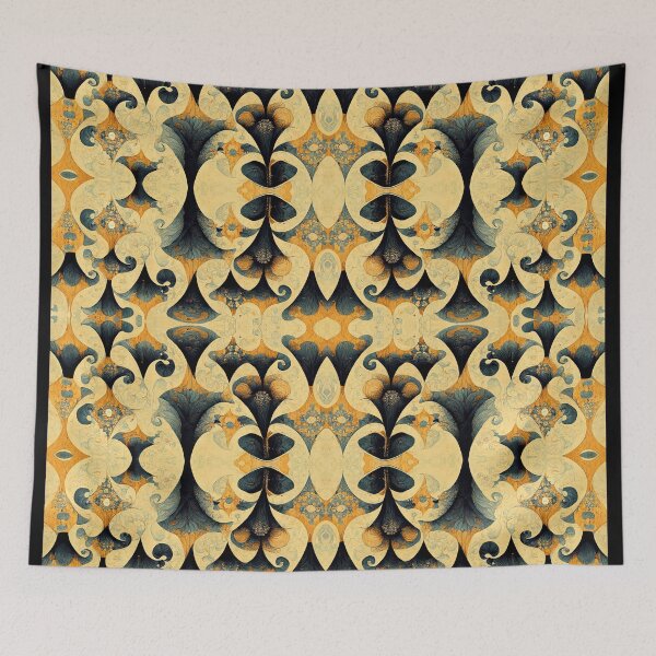 Item preview, Black and Gold Fractal Floral Diamonds on Ivory Yellow designed and sold by MysticAlgorithm.