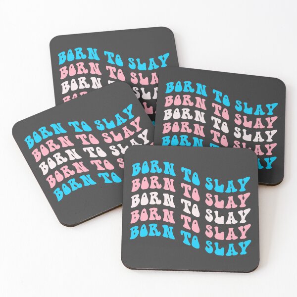 Item preview, BORN TO SLAY Transgender Pride Flag Text Rainbow designed and sold by everything4eva.