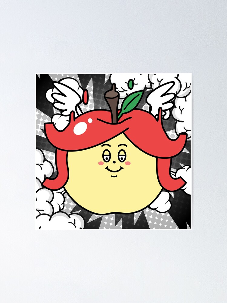 "Falling "Haircut" Red Apple 7 + Angel Wing" Poster for Sale by