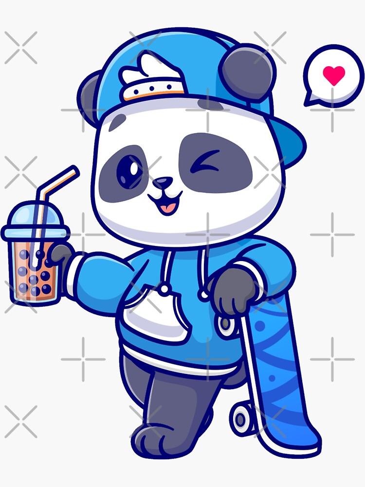 "Cute Panda drinking Boba Tea - Funny Food" Sticker for Sale by