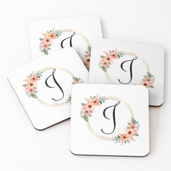 Artikelvorschau, Monogrammbuchstabe J | Koralle Blumenmuster entworfen und verkauft von JustSeasons.
