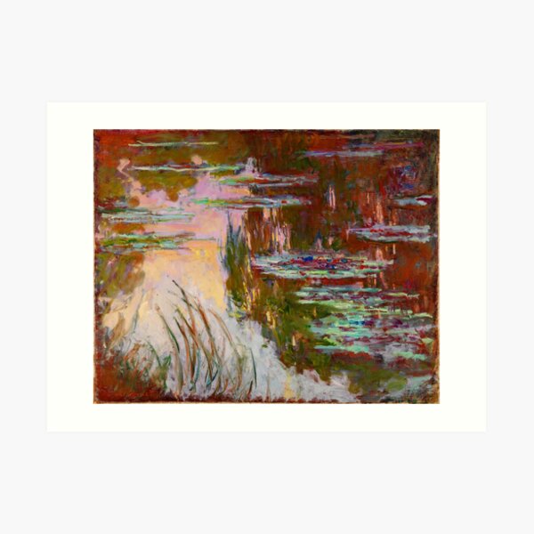 Water-Lilies, Setting Sun Monet Fine Art Art Print