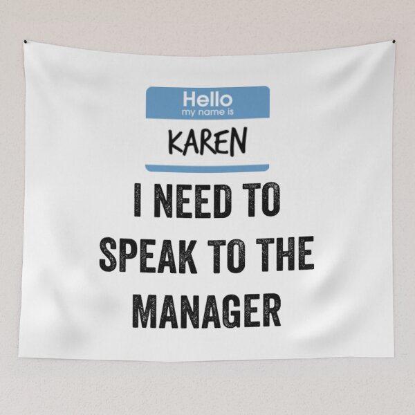 Item preview, Meme Hello My Name Is Karen Manager Font Blue designed and sold by JamauDS.