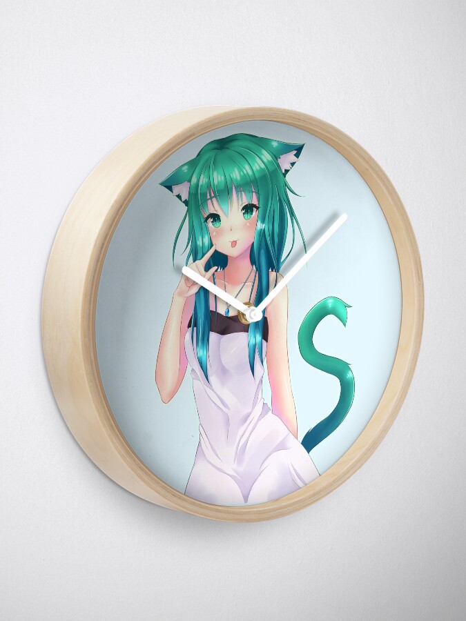 Neko Girl Clock By Lenachantheweeb Redbubble