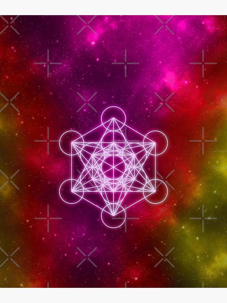 "Metatron Cube Sacred Geometry Red Nebula" Sticker for Sale by