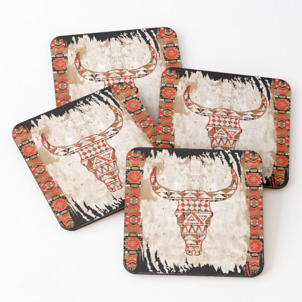 Item preview, Western Cow Skull With Tribal Pattern designed and sold by handsoftime2020.
