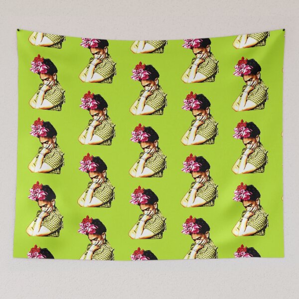 Artikelvorschau, Frida Kahlo Portrait in leuchtenden Farben (grün) entworfen und verkauft von Madame Memento.