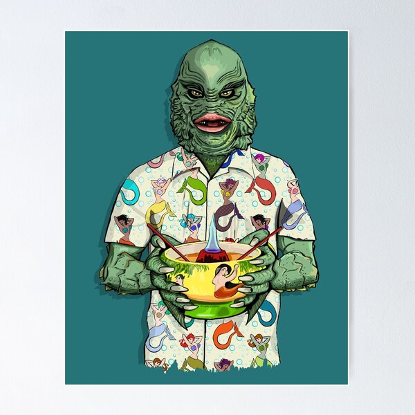 Item preview, Tiki Creature with mermaid shirt designed and sold by FanboyMuseum.
