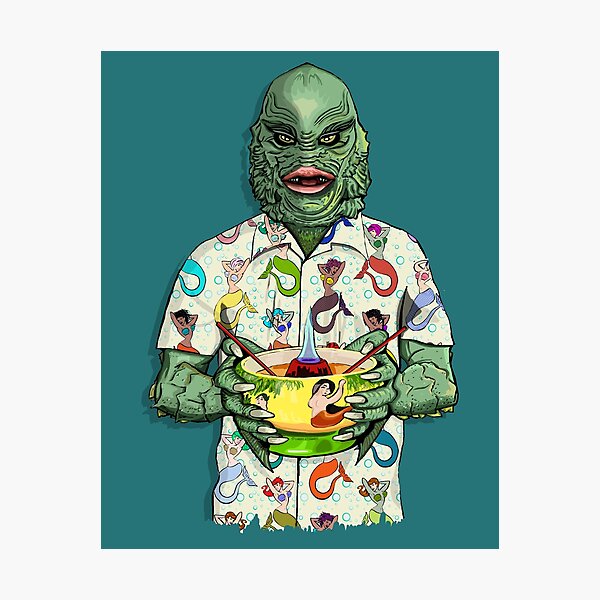 Item preview, Tiki Creature with mermaid shirt designed and sold by FanboyMuseum.