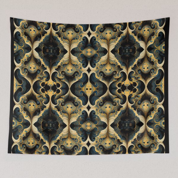 Item preview, Navy Teal Blue Hiding in Golden Walls designed and sold by MysticAlgorithm.