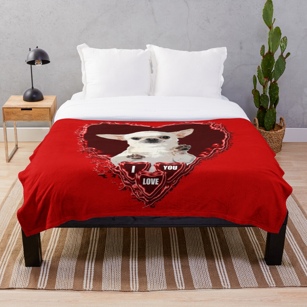 CHIHUAHUA ST VALENTIN DOG Throw Blanket
