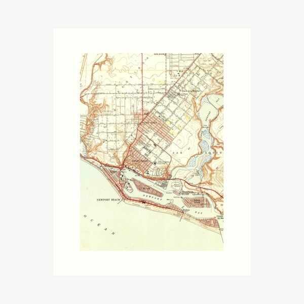Vintage Map of Newport Beach California (1951) Art Print