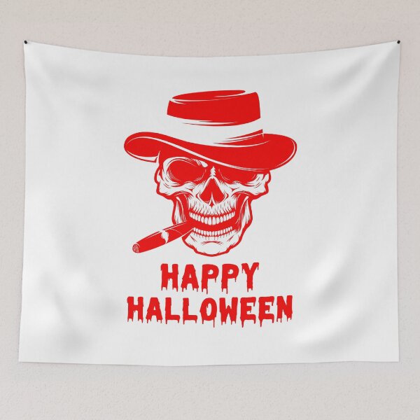Item preview, Happy Halloween Red Color Gentleman skull with cigar Design designed and sold by WBP Mart.