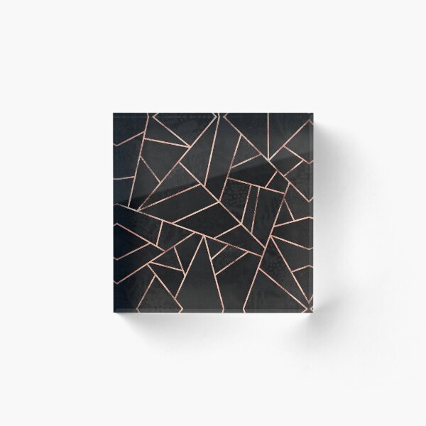 Velvet Black And Rose Gold Acrylic Block