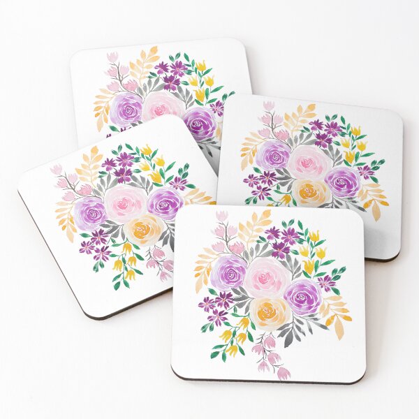 Item preview, 4 Roses - A small watercolor flower bouquet painting. designed and sold by Orly Fuchs Galchen.