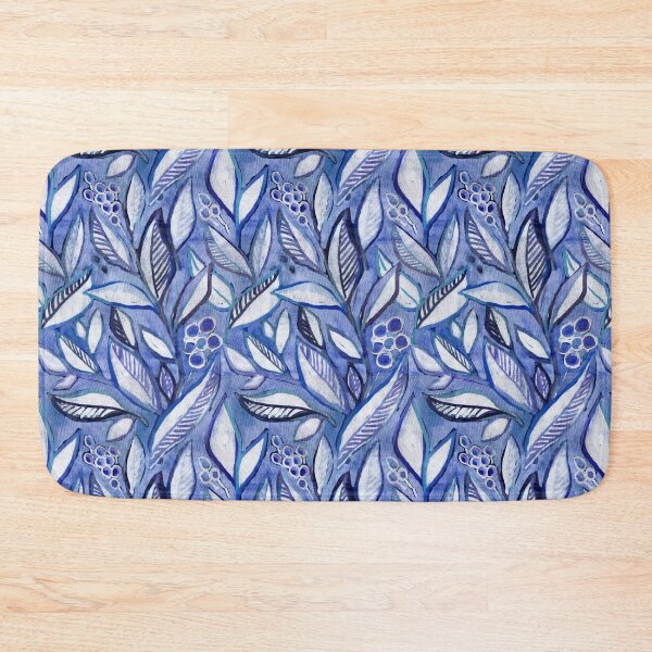 Item preview, Textured Painted Leaves in Royal Blue Purple and Grey designed and sold by micklyn.