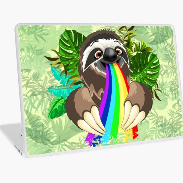 Sloth Spitting Rainbow Colors Laptop Skin