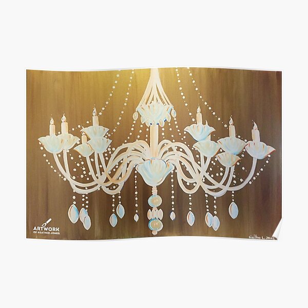 Gold Chandelier Painting Poster
