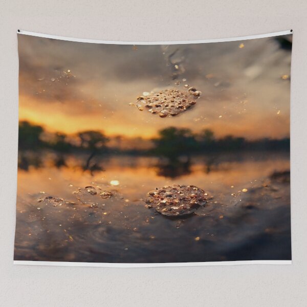 Item preview, Sunset Lake Raindrops In Golden Houer Cloudscape designed and sold by Unwind-Art-Work.