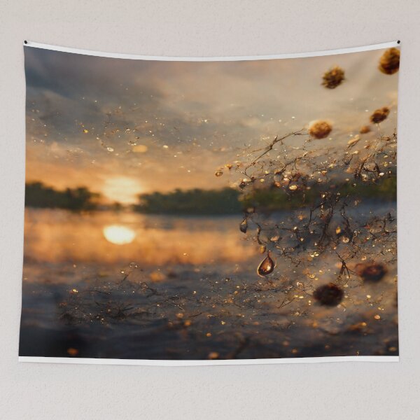 Item preview, Sunset Lake Raindrops In Golden Houer Cloudscape designed and sold by Unwind-Art-Work.