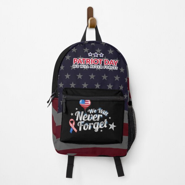 Item preview, A heart balloon and American flag design with the slogan we will never forget designed and sold by velisani.