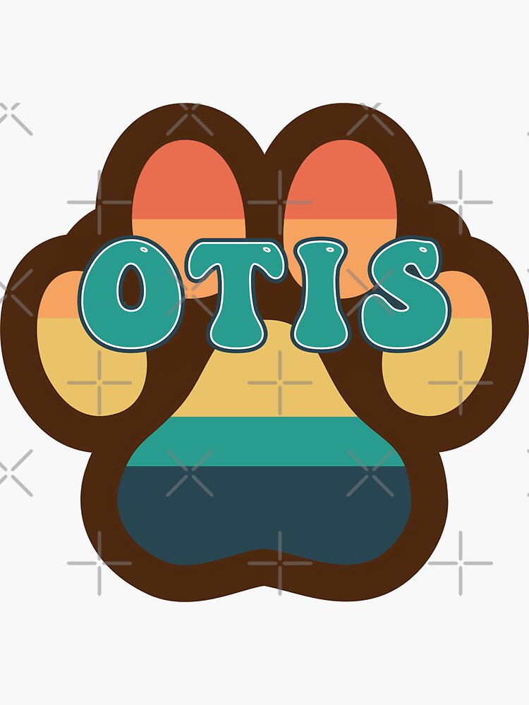 "Otis Dog Name Vintage Sunset Paw Prints on Brown Otis Dog Name