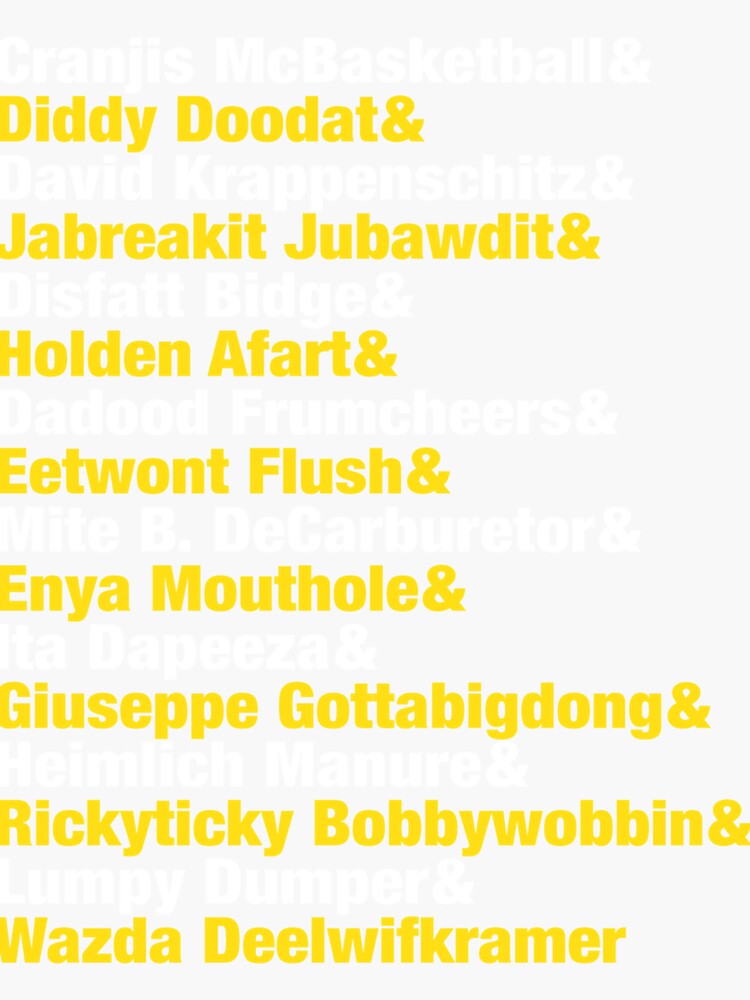 "Impractical Jokers Name Game List " Sticker for Sale by MarisMeadows