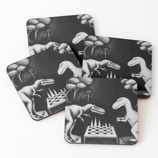 Item preview, Dinosaurs playing chess in the Woods designed and sold by FroggyDinoShop.