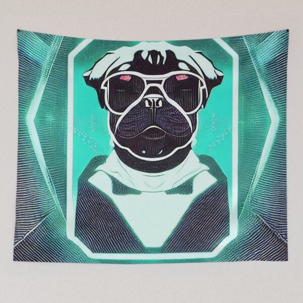 Item preview, Cartoon pug hipster puppy designed and sold by Grewtrel.