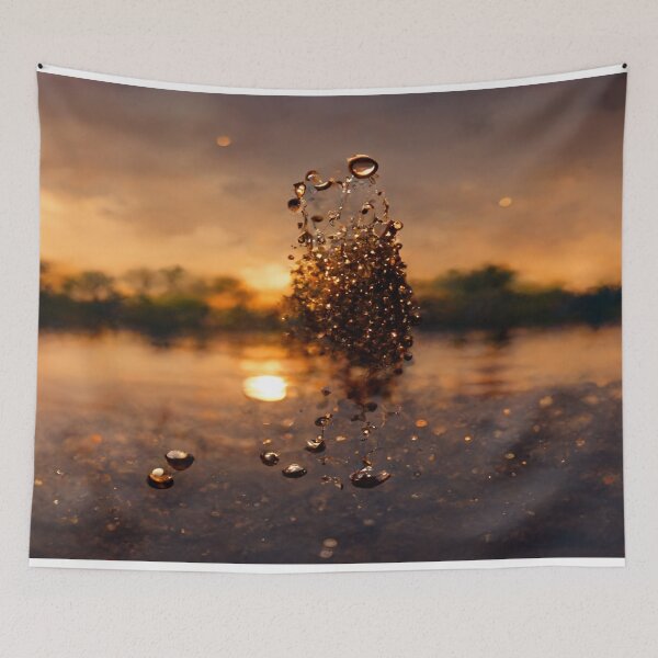 Item preview, Sunset Lake Raindrops In Golden Houer Cloudscape designed and sold by Unwind-Art-Work.
