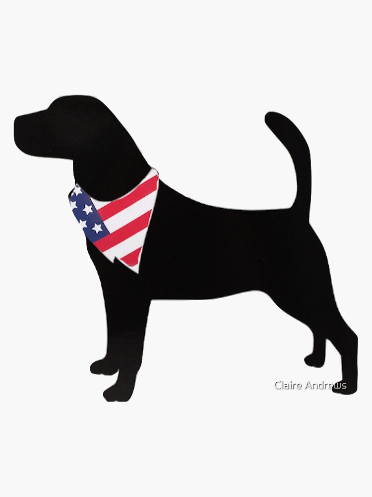 Silhouette of Labrador with American Flag Bandana Sticker by Claireandrewss