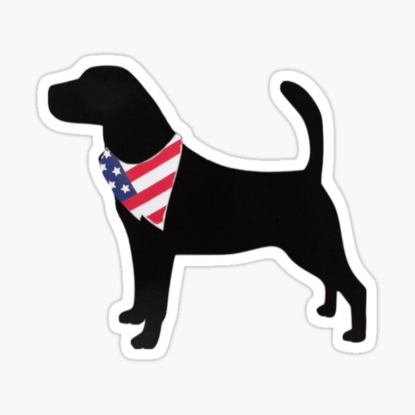 Item preview, Silhouette of Labrador with American Flag Bandana Sticker designed and sold by Claireandrewss.