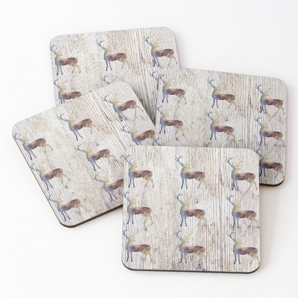 Item preview, Watercolour deer pattern rustic fence background  designed and sold by Inktown.