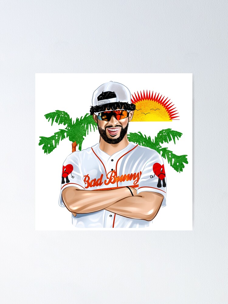 Bad Bunny in Los Angeles Baseball Jersey Sticker for Sale by ClosetHarper