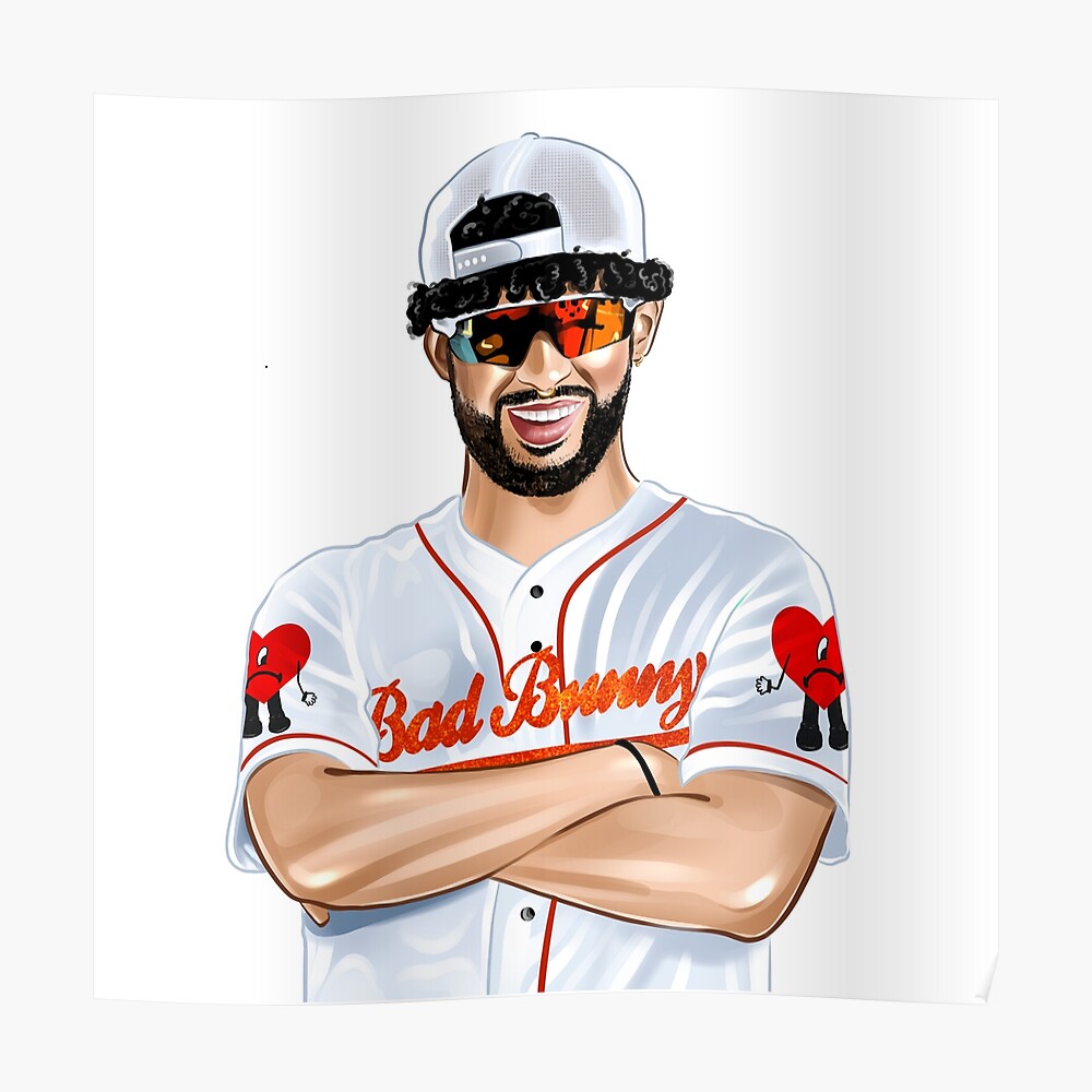 Bad Bunny in Los Angeles Baseball Jersey Poster for Sale by OmoYolo