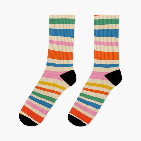 Item preview, Variable Stripe Retro Modern Pattern in Rainbow Pop Colors on Beige designed and sold by kierkegaard.