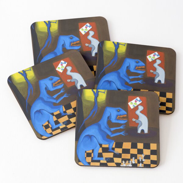 Item preview, Cubist Dinosaurs Chess Players designed and sold by FroggyDinoShop.