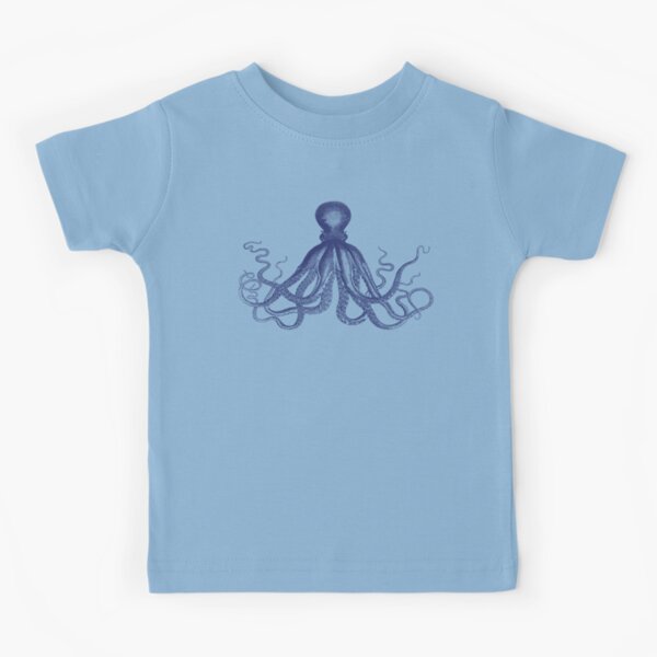 Octopus | Vintage Octopus | Tentacles | Sea Creatures | Nautical | Ocean | Sea | Beach | Navy Blue and White | Kids T-Shirt