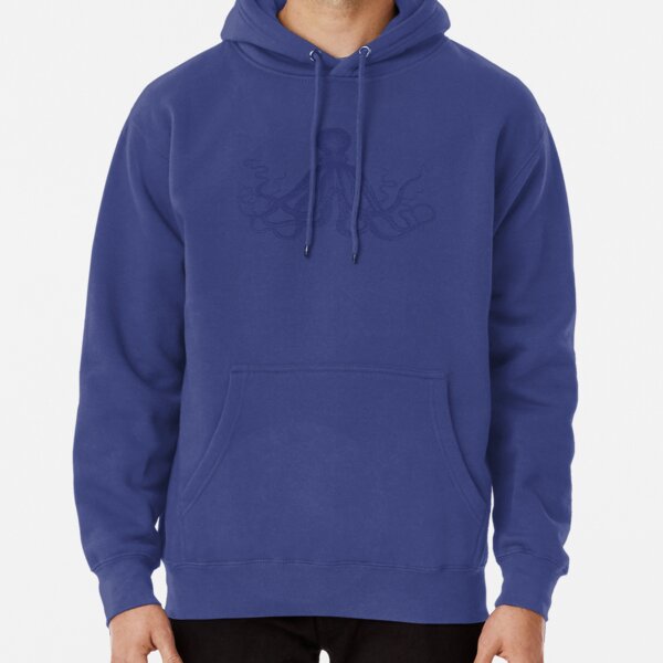 Octopus | Vintage Octopus | Tentacles | Sea Creatures | Nautical | Ocean | Sea | Beach | Navy Blue and White | Pullover Hoodie