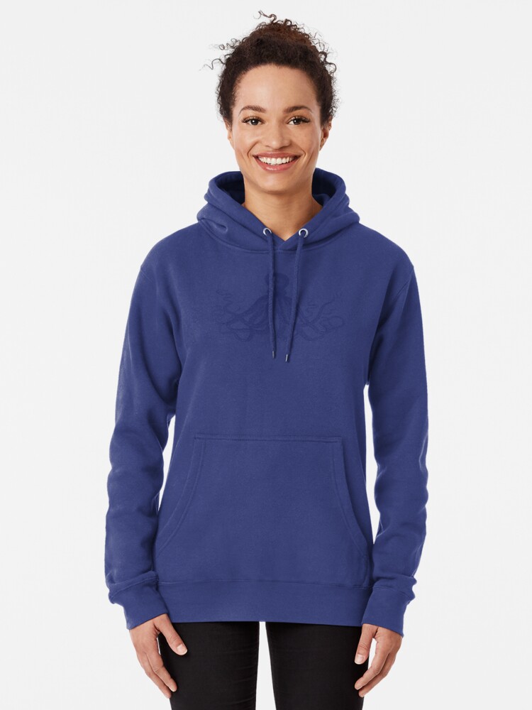 Alternative Ansicht von Krake | Weinlese-Krake | Tentakeln | Meeresbewohner | Nautik | Ozean | Meer | Strand | Marineblau und Weiß | Hoodie