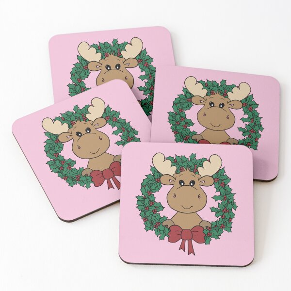 Item preview, Christmas Moose With Light Pink Background designed and sold by BassHeadMomma.