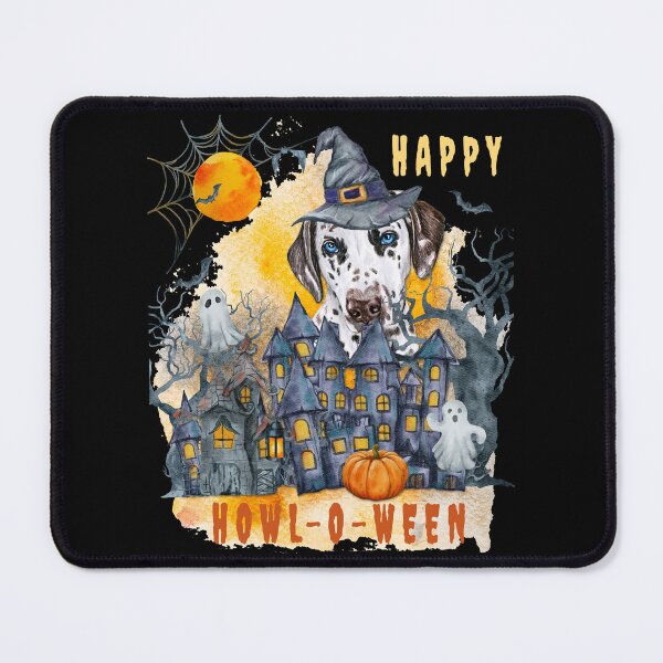 Item preview, Dalmatian Happy Howl-o-ween Ghost Houses Funny Watercolor designed and sold by Cuddlythopia.