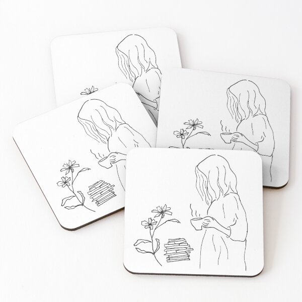 Item preview, Hand painted girl with cup and books designed and sold by creative-duo.
